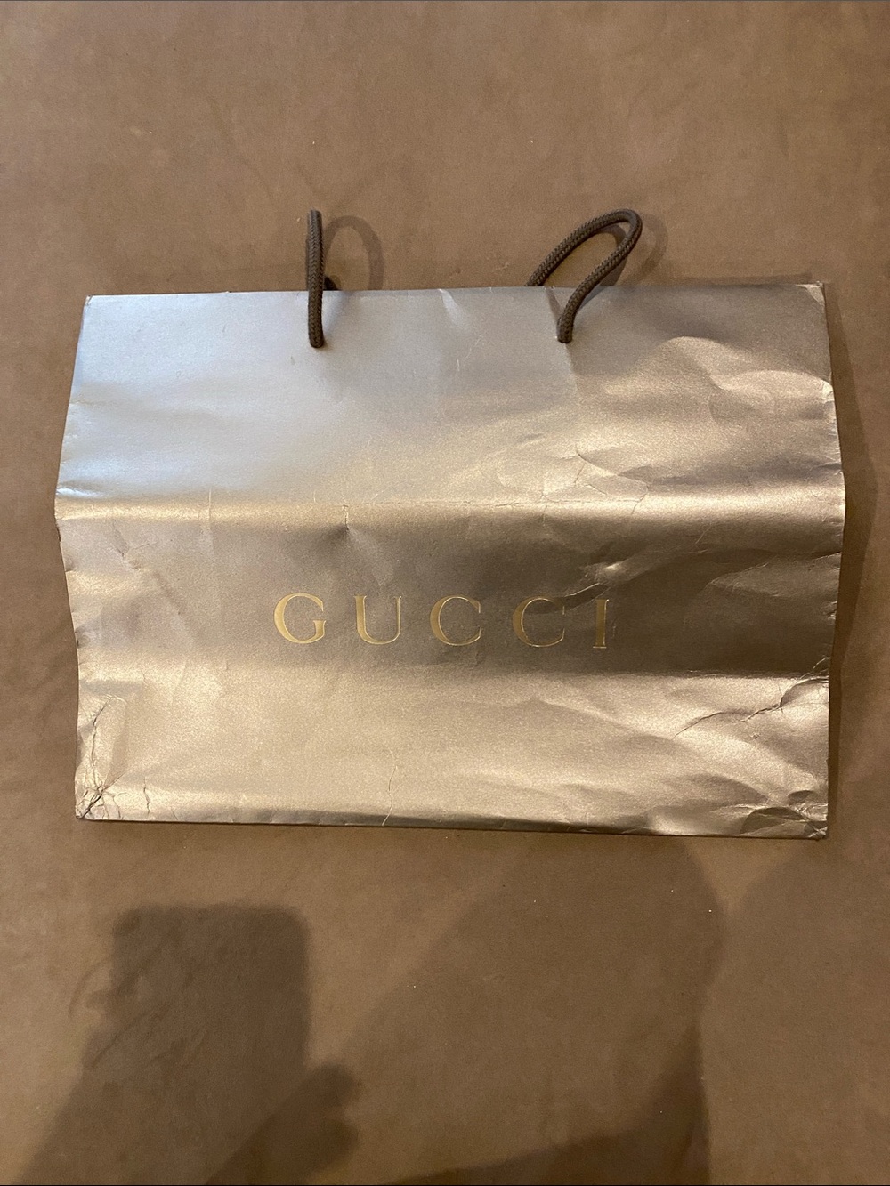 Gucci Gold and Brown Paper Tote